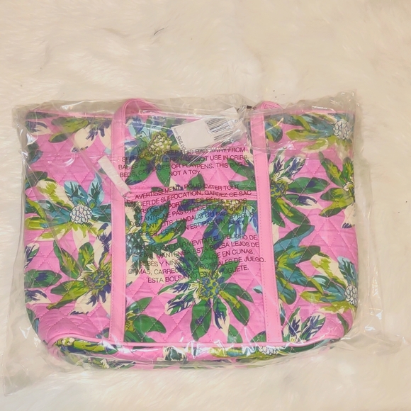 💖VERA BRADLEY -Small Trimmed Bag 💗 Tropical Paradise Pink carryall bag, tote - Picture 5 of 10